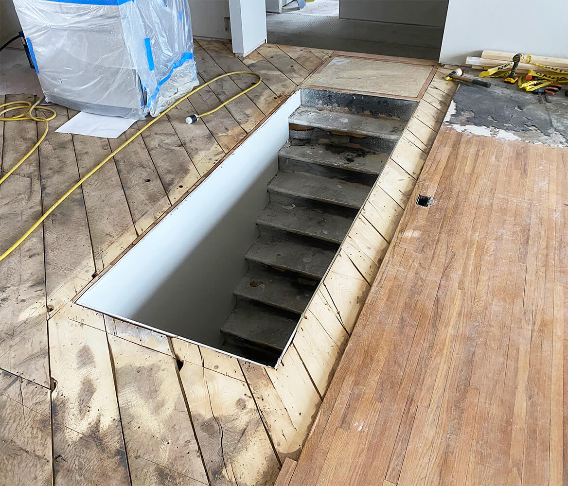 Oak floor needing repairs