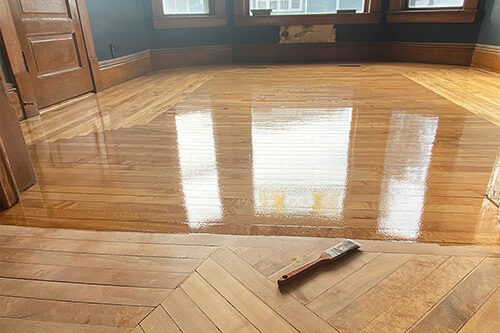 Maple floor finish application